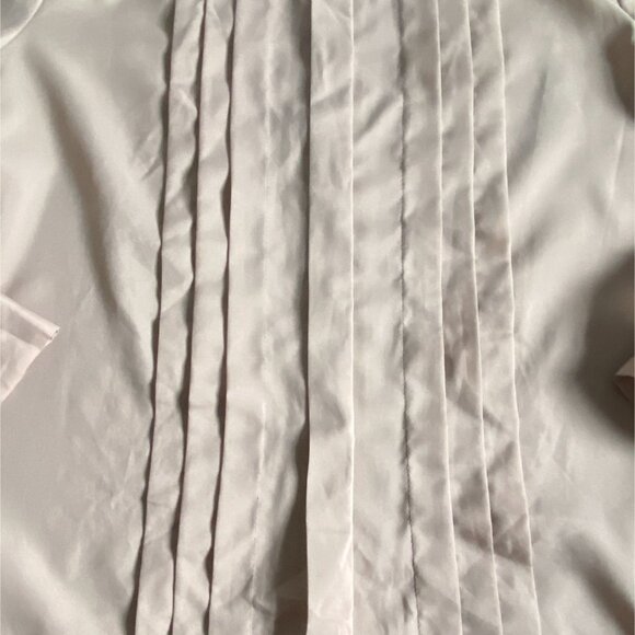 VTG Lauren Lee Light Weight Pleated Front Blouse W/ Shoulder Pads-Beige-Size 16- - Picture 3 of 8
